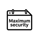 Минималистичная одноцветная иконка, символизирующая максимальную безопасность, в плоском стиле на белом фоне